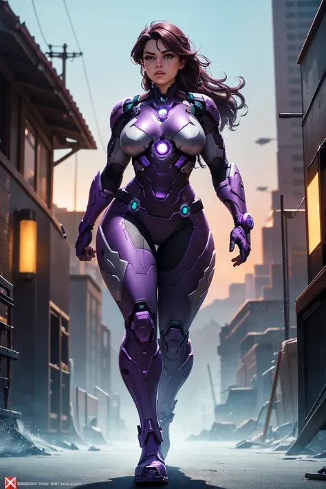 A character that is a curvy female combination of Ironman and She-Hulk, violet and gunmetal grey armor, digital painting, trending on ArtStation, extremely detailed, ultra high resolution, 8k