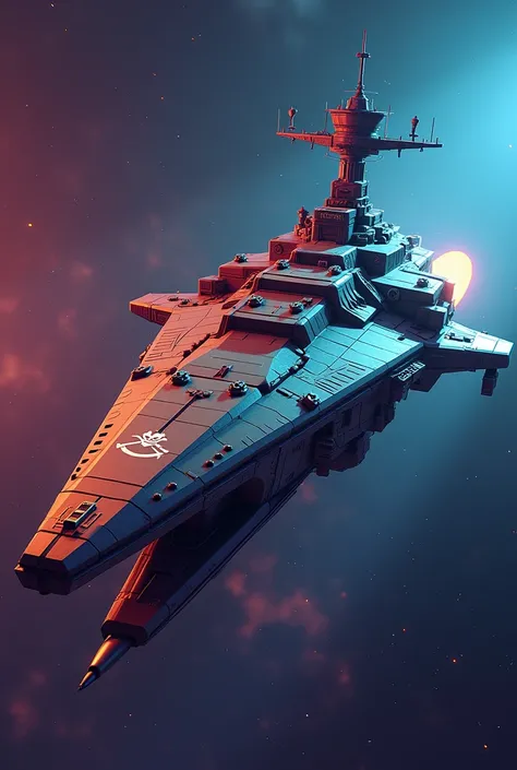 Low-poly space pirate battleship for videogame