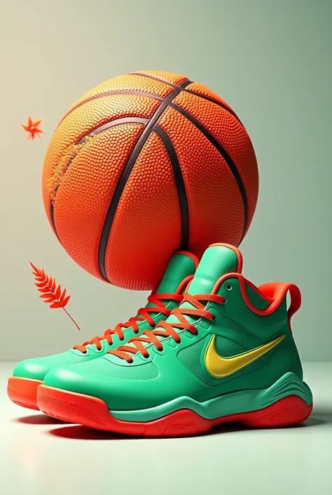 Hình quả bóng rổ , basketball  ,  green and red basketball shoes