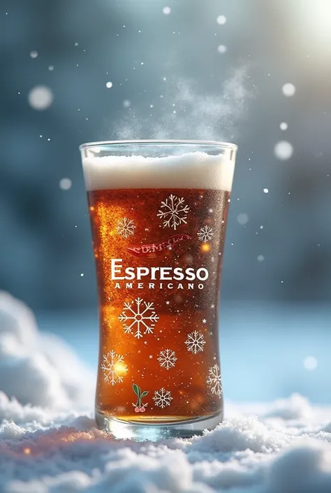 Make a super creative Christmas glass for the Espresso Americano brand from Honduras with the brands logo  