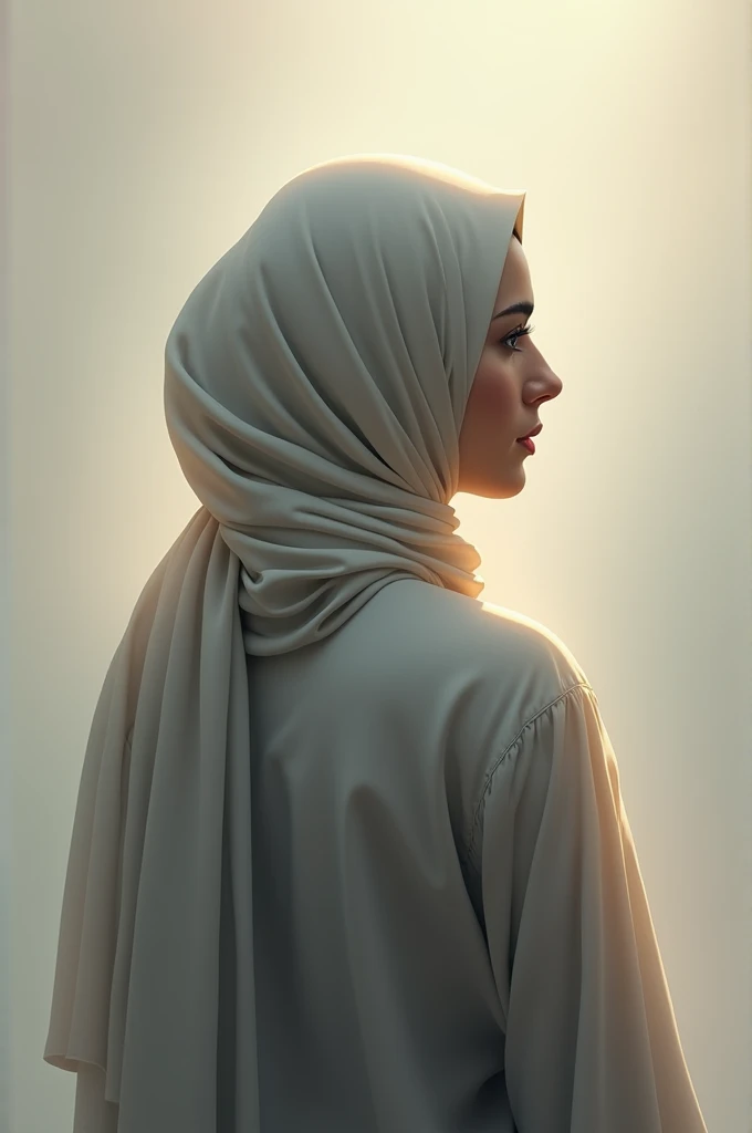 Create a beautiful hijab women without face just from back 