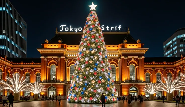 Christmas tree and illuminations in front of Tokyo Station