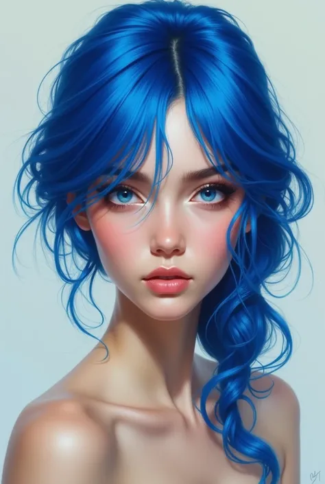 Woman with blue hair 