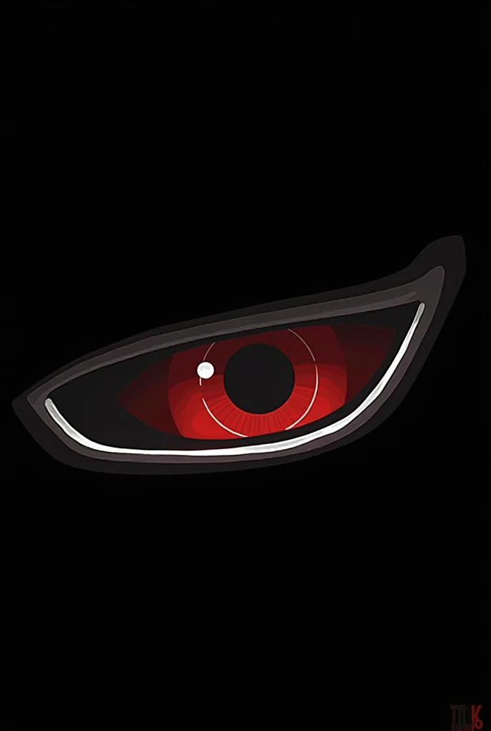 vector car head light red eye with a black background, red eye with a black background, one eye, only eye,