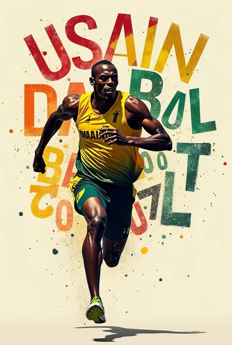 Usain Bolt give me all letters in scbled way  only letters not phpto