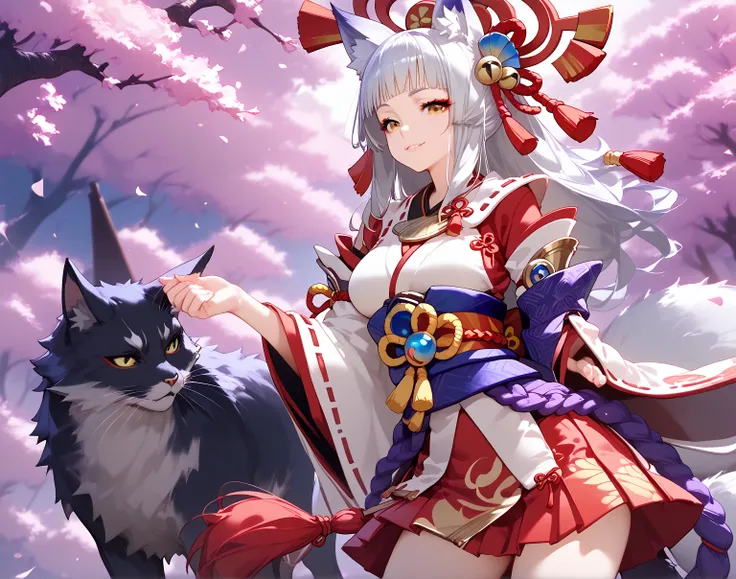 masterpiece, best quality, high detailed background, there is a woman in a red dress , concept art inspired by Pu Hua, pixiv contest winner, dada,  kitsune inspired armor, in monster hunter armor, <mmorpgs scene, onmyoji, sfw version, jrpg character, game ...