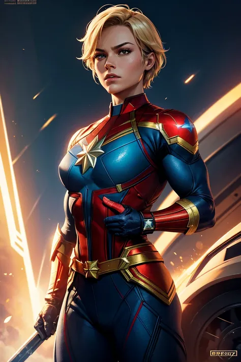 A character that is an androgynous looking athletic and muscular female combination of Captain Marvel and Captain America, digital painting, trending on ArtStation, extremely detailed, ultra high resolution, 8k