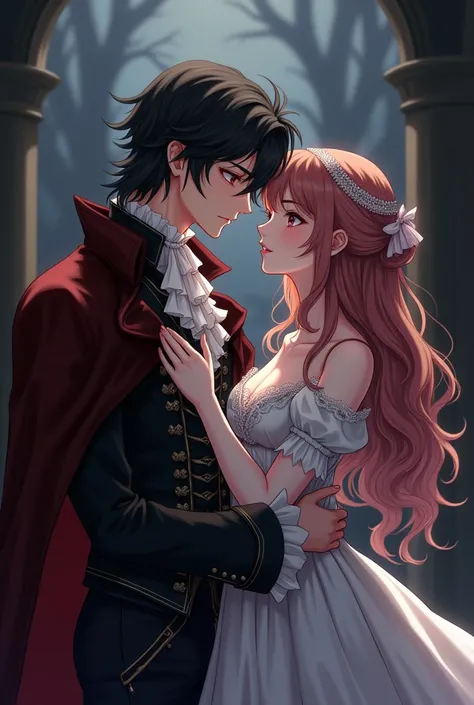 Cute vampire couple in 15th and 16th century clothing anime