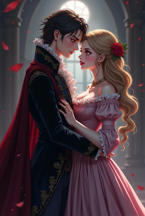 Cute vampire couple in 15th and 16th century clothing anime