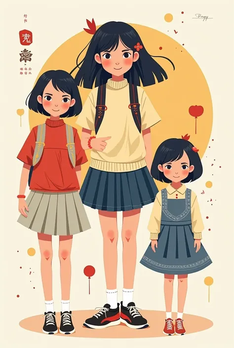 A Chinese Modern Costume 2020
Symbolize images of elementary school girls in flat paint style graphic illustrations