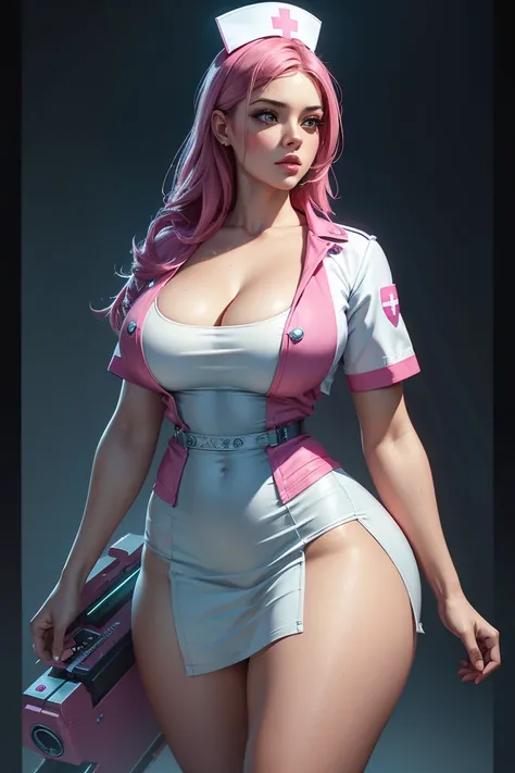 A beautiful curvy young hyper-feminine female nurse, flowerpunk, digital painting, digital art, trending on ArtStation, hyper-realistic, extremely detailed, intricate details, ultra high resolution, 8k