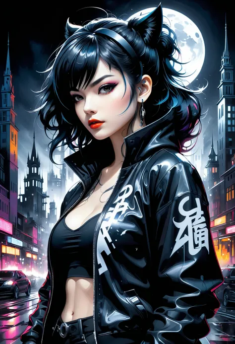 fluorescent horizon , color field paint, sense of depth and intrigue , digital brushstrokes,
A captivating 3D rendering of a womans profile , with dark hair that smoothly transforms into abstract shapes and forms . The intricate hairstyle...
