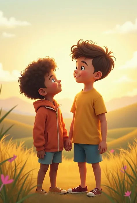 Create an image based on this phrase:
No matter who you are or where you come from, there will always be someone in the world who will love you for who you are.

(Make 2 or more boys) 