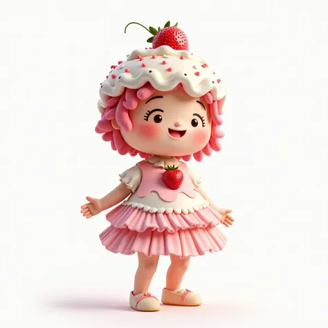 Humanoid strawberry shortcake、 has a white background