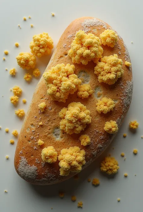 5. Ergot Poisoning Theory: A close-up of moldy rye bread with a fungal growth to visually connect to the poisoning theory.
