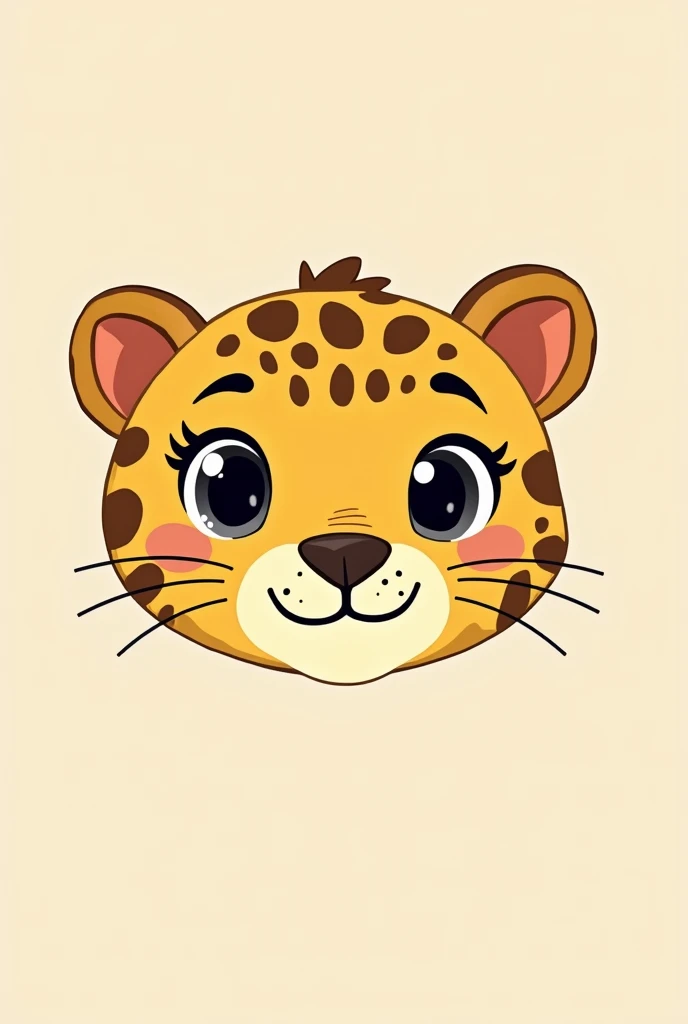 cute leopard face in cartoon style, eye blinking