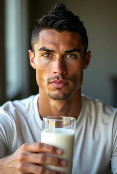 Cristiano Ronaldo drinks milk