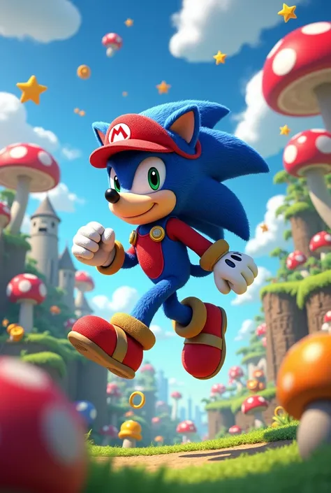 
Prompt
1. *cena*:  Mushroom Kingdom and Green Hill Zone merged .
2. Colorful landscape with giant mushrooms, rings and tubes.
3.  Castle scenario and ancient ruin .

 damaged  (fusion)
1. *name*:  Sonario /Mariersonic.
2.  Human-hedgehog hybrid .
3.  Blue...