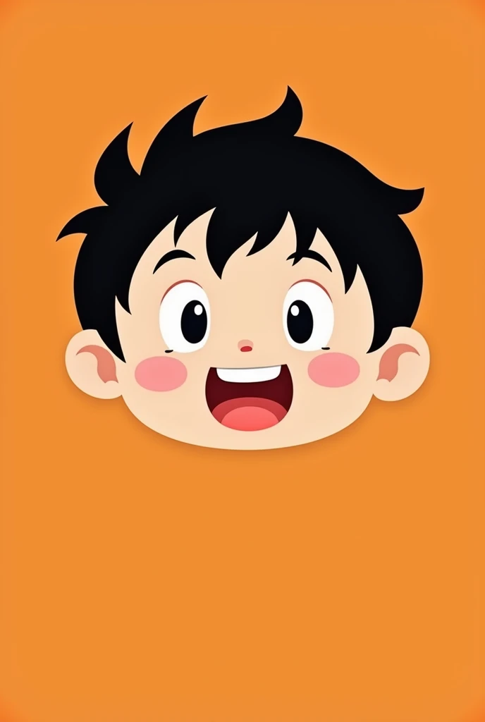 kawaii  1boy blackhair口を開ける,  icon style, Orange Background
