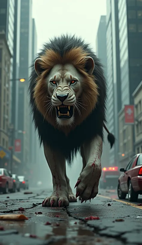 zombie lion walking in city unreal engine realistic 