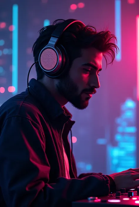 Create an image with a DJ headset written by Kosmic