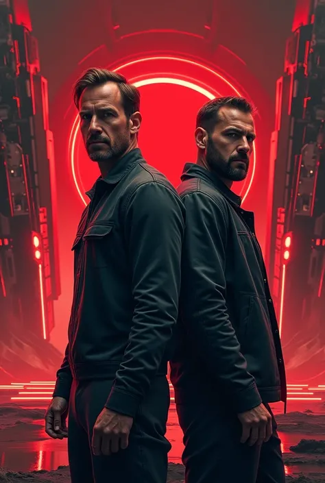 a poster of a couple of Men characters standing next to each other, very - high - budget movie, movie, movie poster, style of red line live action movie, high - budget movie, 2 0 2 1 anime, sci fi movie, sci-fi movie, movie promotional art, aesthetic award...