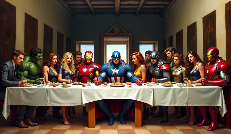 The last supper painting but marvel avengers