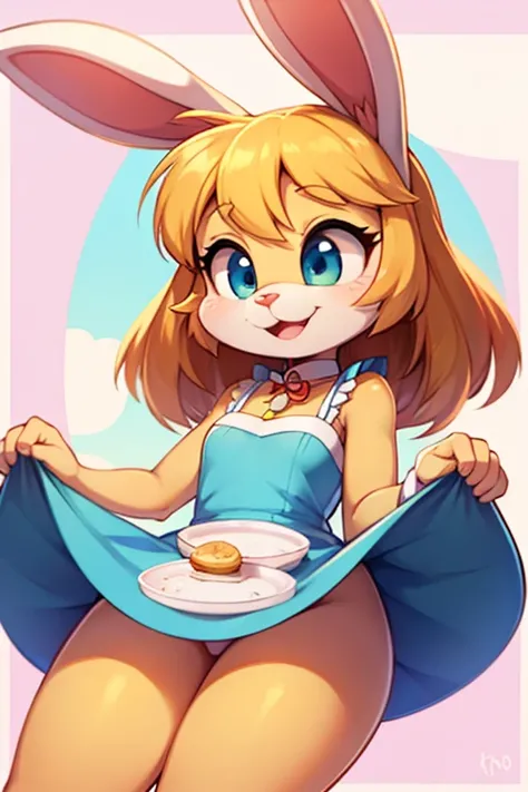 Female furry sara rabbit with Sesame place breakfast dress tiny toons adventure style