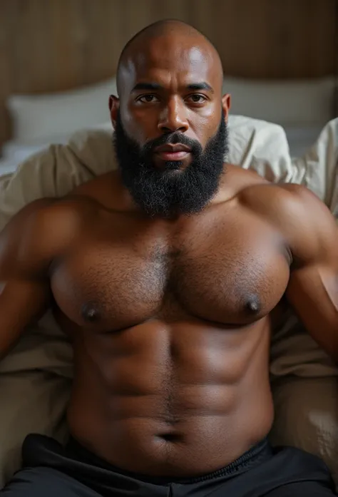 8K Very Best Highest Realistic Quality very Realistic real 8K very detailed highly intricate photorealistic very real realistic highly detailed very close-up photo of a Very handsome bearded and rugged hairy burly chubby thick african american black bald m...