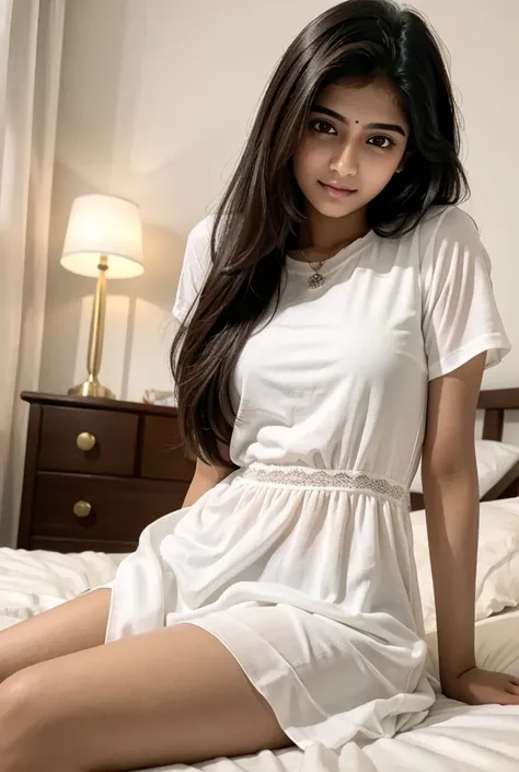 A indian girl 18 year old sexy girl in her bedroom white dress 