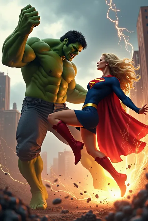 Hulk ne super girl ko super kick maar di he bijli bali power ke Saath 