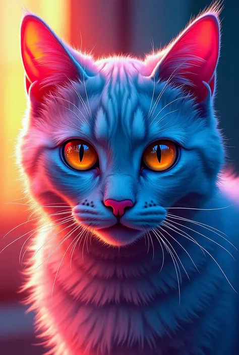 painting of a cat with a colorful face and eyes, beautiful neon cats, 4k highly detailed digital art, awesome cat, digital painting highly detailed, detailed painting 4 k, cat. digital painting, painted in bright water colors, beautiful art uhd 4 k, 4 k hi...