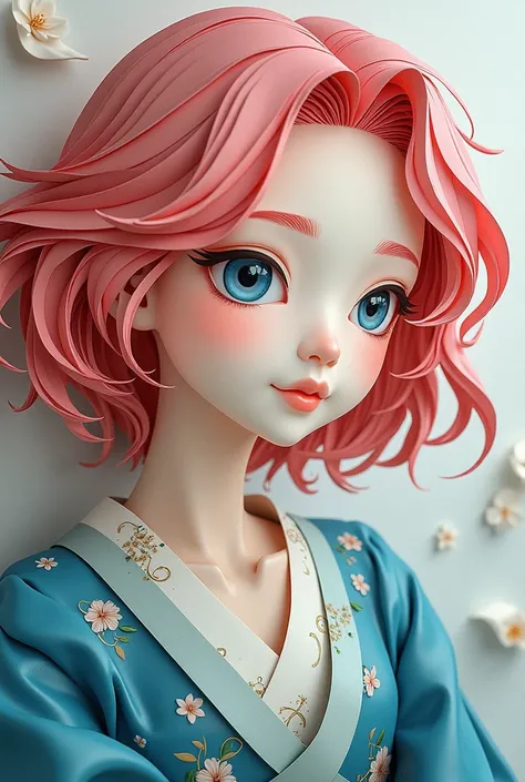 (popup book：1.5），(paper art:1.2，The art of paper:1.3)（baiyun，Mountains and rivers，Mecha female angel）,(pink short hair,blue eyes),Detailed facial details，Beautiful facial features（plethora of colors，Best quality，detail detail，tmasterpiece，folk art，Cinemati...