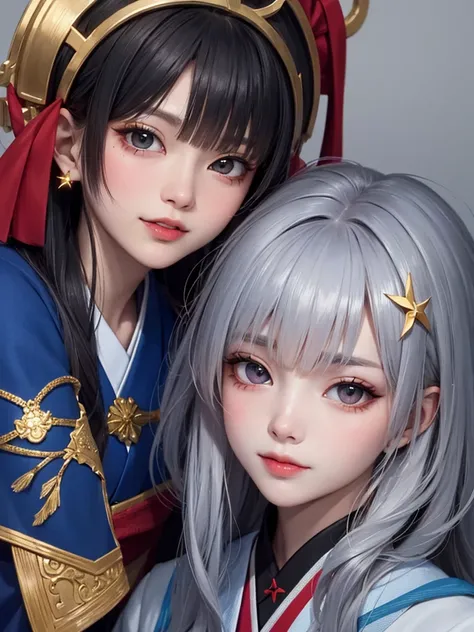 masterpiece， top quality，8k， Detailed Skin Textures ， detailed cloth texture，Beautifully detailed face， complex details， super detailed，Rei Ayanamiの肖像，Gray Hair，Red colored eyes， black headgear on the head,Pixieカット，Shining Skin Hair Ornaments, gold hair or...