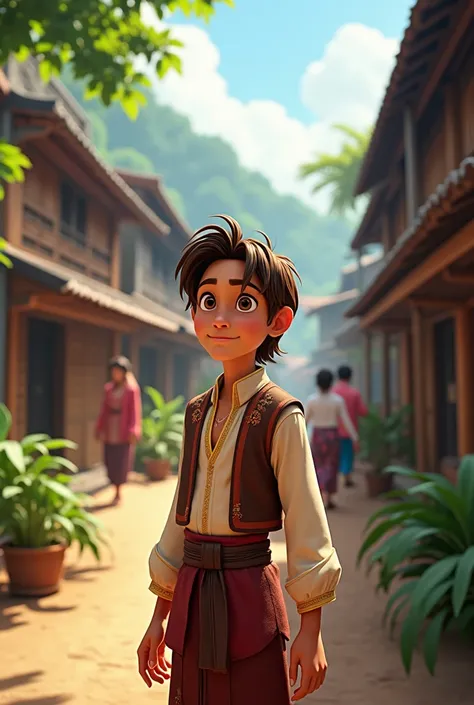 Flynn Rider With traditional melayu melaka costume at village