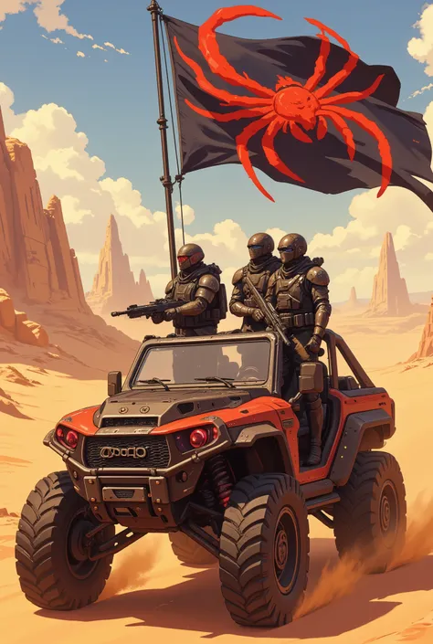 (masterpiece, best quality), (score_9,score_8_up,score_7_up), (highly-detailed), smooth anime style,
(rogue army, desert mercenaries), ((modern, sci-fi, advanced technology, futuristic)), fierce, ruthlessly efficient,
(amidst the scorching heat of high n...