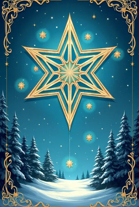 A christmas themmed flyer, with a cyan accent and big star middle piece, written wish, (((in bulgarian))), slavic, different from merry christmas, 
