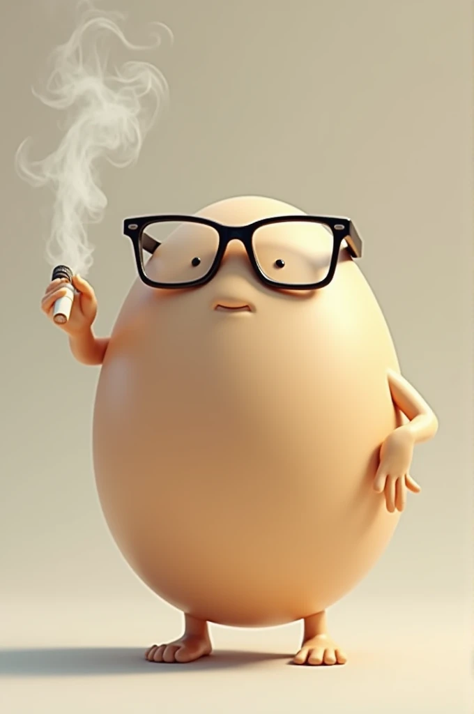 Egg with glasses and cigarette in his hand