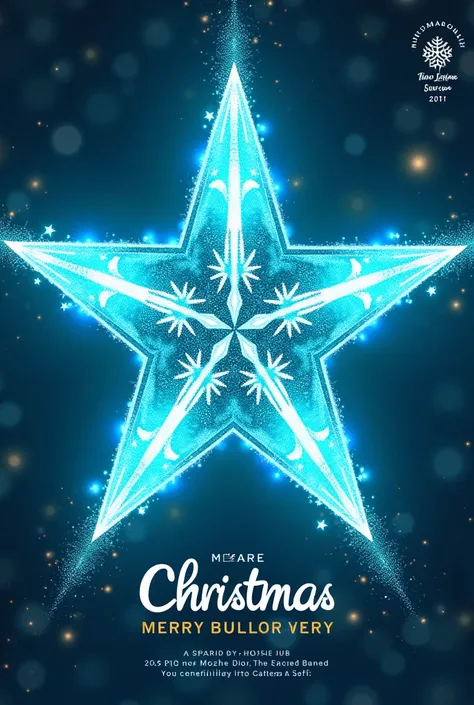 A christmas themmed flyer, with a cyan accent and big star middle piece, written wish, different from merry christmas, 
