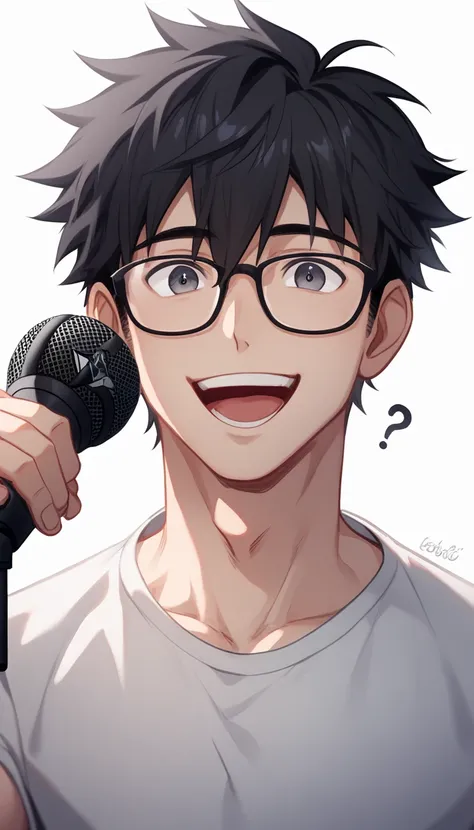 1 boy 1.4 million ? black t-shirt 93k ? buttons 138k ? sleeved shirt 443k ? headphones 98k ? short sleeves 1.6 million ? looking at viewer 3.3 million ? male focus 701k ? microphone 50k ? mouth open 2.3 million ? pop filter 351 ? shirt 1.8 million ? short ...