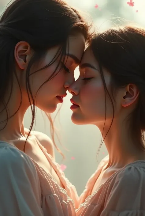 Girl and girl kiss