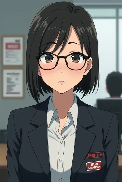 Waiwai Shimbun Newspaper Reporter Glasses Serious Simple Freckles Asian