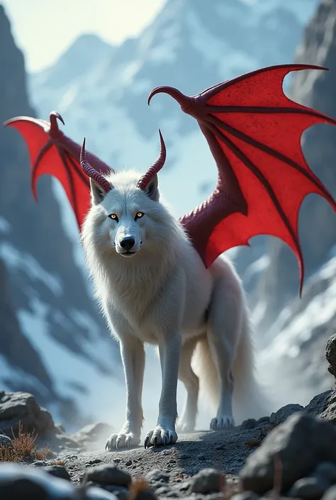 Hybrid of white Wolf and red dragon

