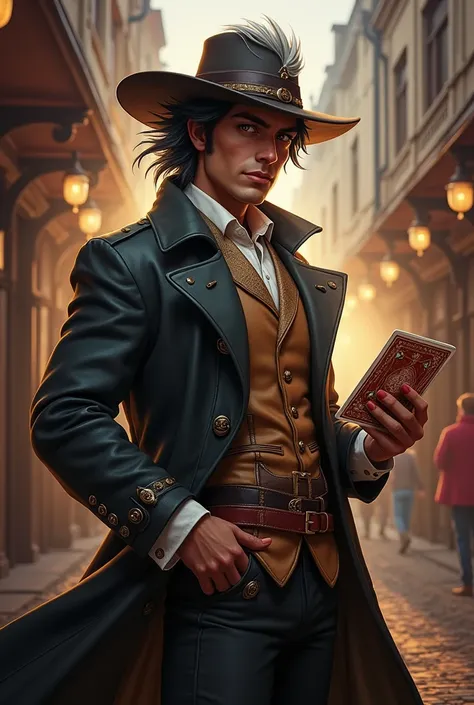 Hector Miller Fernandes Calangos III is a charismatic and adventurous bard with a captivating and unique appearance. He is a traveling musician and magician, wielding a magical deck of cards that grants him various powers tied to luck and randomness. His u...