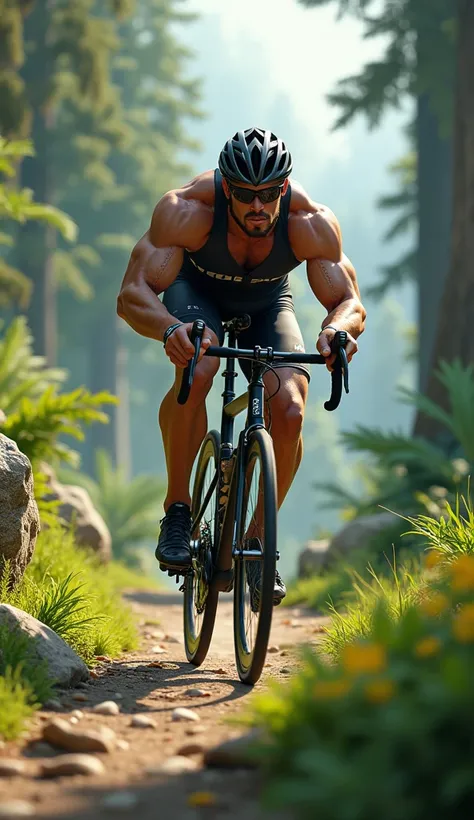 Muscular cyclist nature