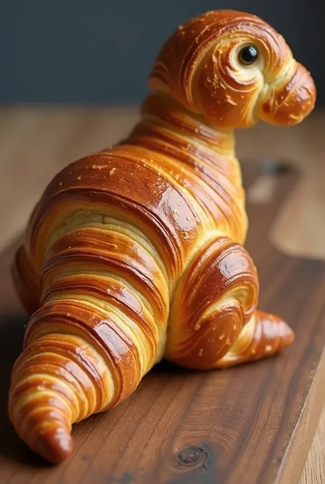  shaped like a dinosaur made of croissants、Bread looks delicious 、Freshly baked