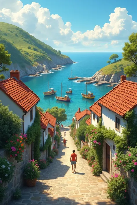 A peaceful village near the sea 