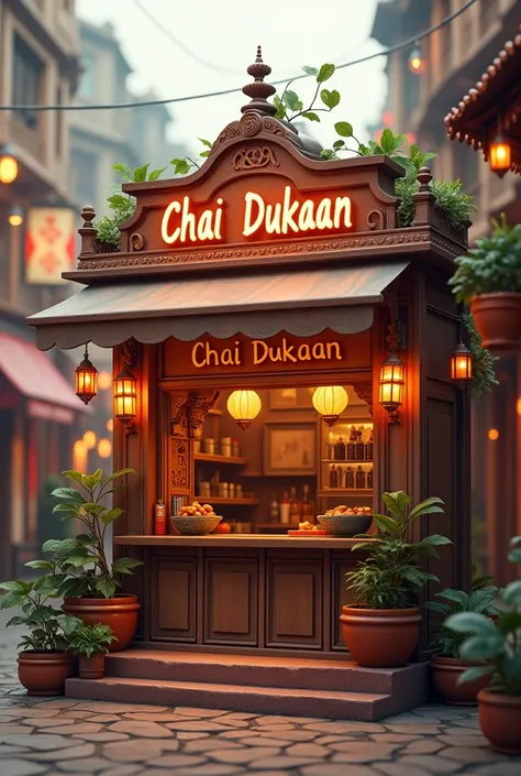 I need a chai shop in chai cup shape with text chai dukaan at top 