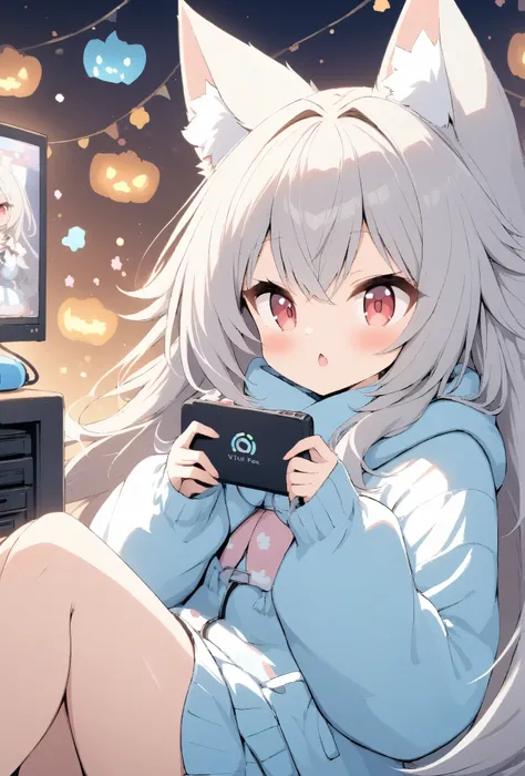 Rakifox,Gamer girl playing games on computer、Vtuber