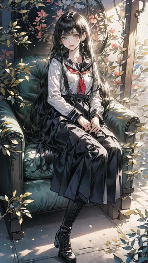 ( masterpiece : 1.2), (  very detailed: 1.2), (  very detailed CG: 1.2), (  high image quality: 1.2), (最  high image quality), 8k,  Animated Illustrations , 、  beautiful girl、とてもcute天使、  pink gothic dress 、cute、baby face、smile、  Long Skirt、 Black long boot...